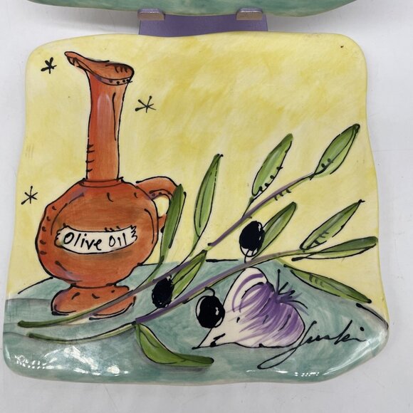 Julia Junkin "The Life of an Olive" pair of Trivets or Wall hanging Decor 6 1/2" - Picture 3 of 7